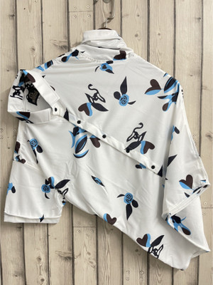 SHFASHION Men Floral Print Casual White Shirt