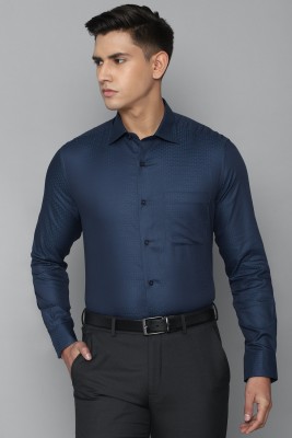 LOUIS PHILIPPE Men Self Design Formal Dark Blue Shirt