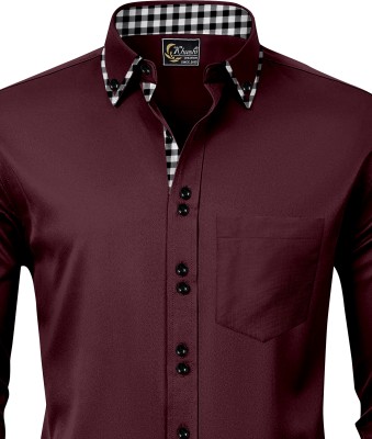 IKON FASHION Men Solid Casual Maroon Shirt