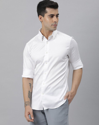 RARE RABBIT Men Solid Casual White Shirt