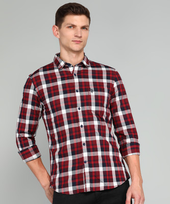 U.S. POLO ASSN. Men Checkered Casual Maroon Shirt