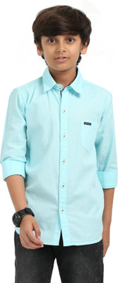 ROCKET SCIENCE Boys Solid Casual Light Blue Shirt