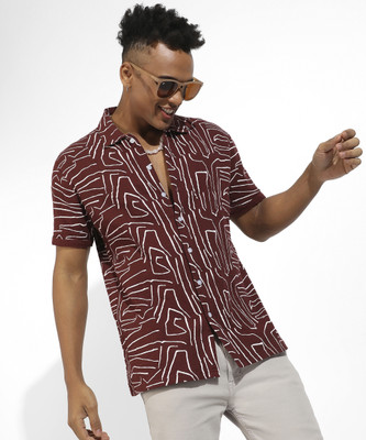 CAMPUS SUTRA Men Self Design Casual Brown, White Shirt