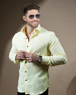 Marmic Fab Men Solid Casual Yellow Shirt