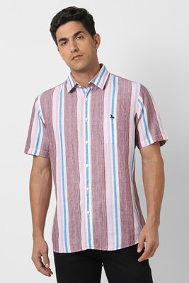 VAN HEUSEN Men Striped Casual Pink, Light Blue Shirt