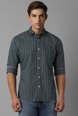 LOUIS PHILIPPE Men Striped Casual Dark Green, Grey, White Shirt