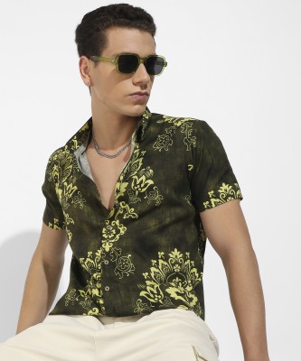 CAMPUS SUTRA Men Printed Casual Green, Dark Green Shirt