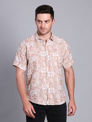 RARE CAMEL Men Geometric Print Casual Pink, White Shirt