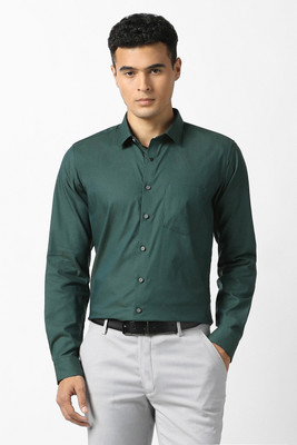 VAN HEUSEN Men Solid Formal Green Shirt