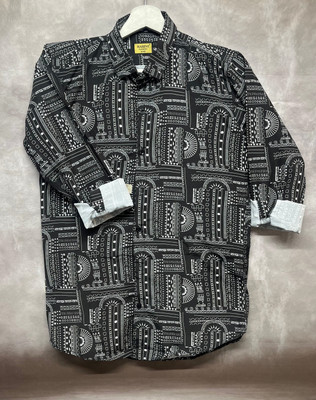 HASINI Fashion Men Printed Casual Black Shirt