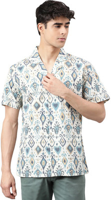 I Know Men Printed Casual White, Blue Shirt