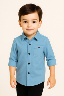 jabak creation Boys Solid Wedding Light Blue Shirt