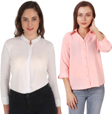 Miranga Women Solid Casual Multicolor Shirt(Pack of 2)