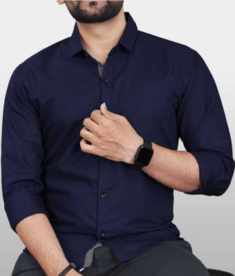 ZENNOR Men Solid Formal Blue Shirt