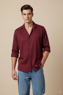 Dhakre fashion Men Solid Casual Maroon Shirt