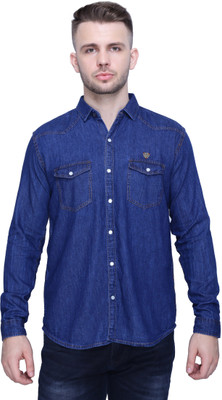 KUONS AVENUE Men Washed Casual Blue Shirt