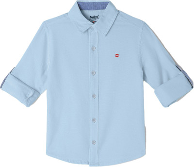 milou Boys Solid Casual Blue Shirt