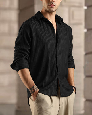 METRONAUT Men Self Design Casual Black Shirt