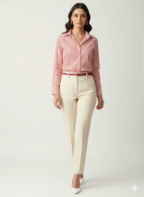 Trishikha Women Striped Casual Black, White Shirt