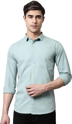Wristy Men Solid Casual Green Shirt