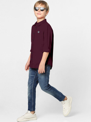 PA'GEANT Boys Solid Casual Purple Shirt
