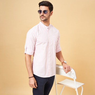 Byford by Pantaloons Men Striped Casual Pink Shirt