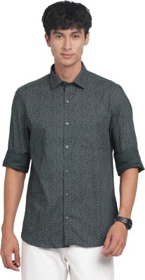 TURTLE Men Printed Formal Dark Green Shirt