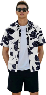 ISUEL FAB Men Printed Casual Black, White Shirt