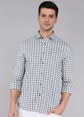 KILLER Men Checkered Casual Dark Blue Shirt