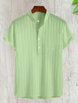 KVARA Men Self Design Casual Light Green Shirt