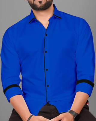GLOBAL NOMAD Men Solid Casual Dark Blue Shirt