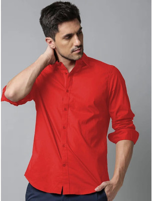 Pactimo Men Solid Casual Red Shirt