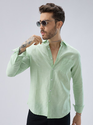 VASTRADO Men Solid Casual Green Shirt