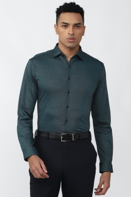 VAN HEUSEN Men Self Design Formal Green Shirt