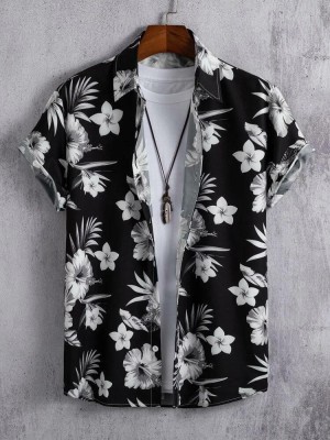 Marmic Fab Men Printed Casual Black Shirt