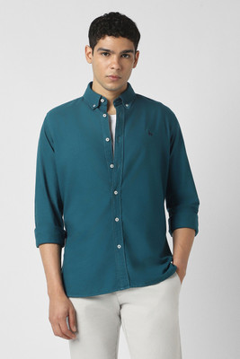 VAN HEUSEN Men Solid Casual Blue Shirt