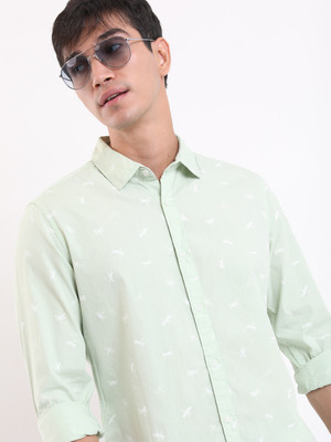 HIGHLANDER Men Solid Casual Light Green, White Shirt