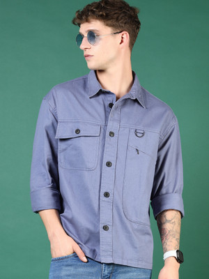 V-MART Men Solid Casual Blue Shirt