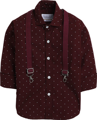 POLKA TOTS Baby Boys Checkered Casual Maroon Shirt