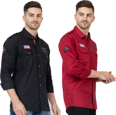 Modernity Men Self Design Casual Multicolor Shirt(Pack of 2)