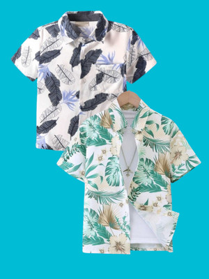 KILLER Boys Printed, Floral Print Casual Green Shirt(Pack of 2)