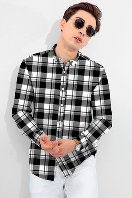 Yaara fashion Men Checkered Casual White, Black Shirt