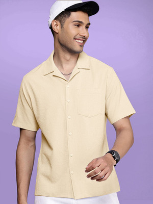 Moda Rapido Men Solid Casual Beige Shirt