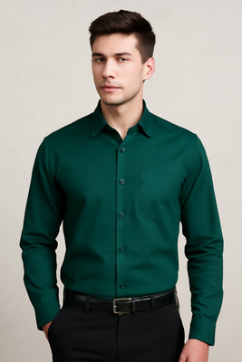xceeder Men Solid Casual Dark Green Shirt