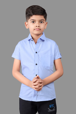 Brifesha Boys Solid Casual Blue Shirt
