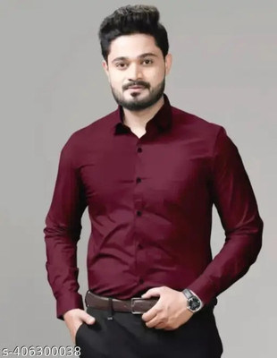 METRONAUT Men Solid Casual Maroon Shirt