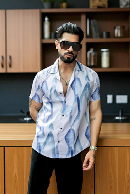 AARVI TRENDYY Men Printed Casual White, Blue Shirt