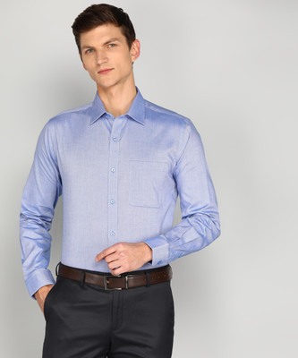 Raymond Men Self Design Formal Blue Shirt