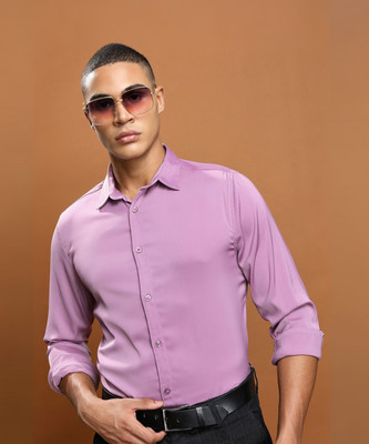 HIGHLANDER Men Solid Casual Purple Shirt