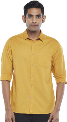 Byford by Pantaloons Men Solid Casual Yellow Shirt